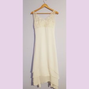 Off white bridesmaid wedding dress flower design